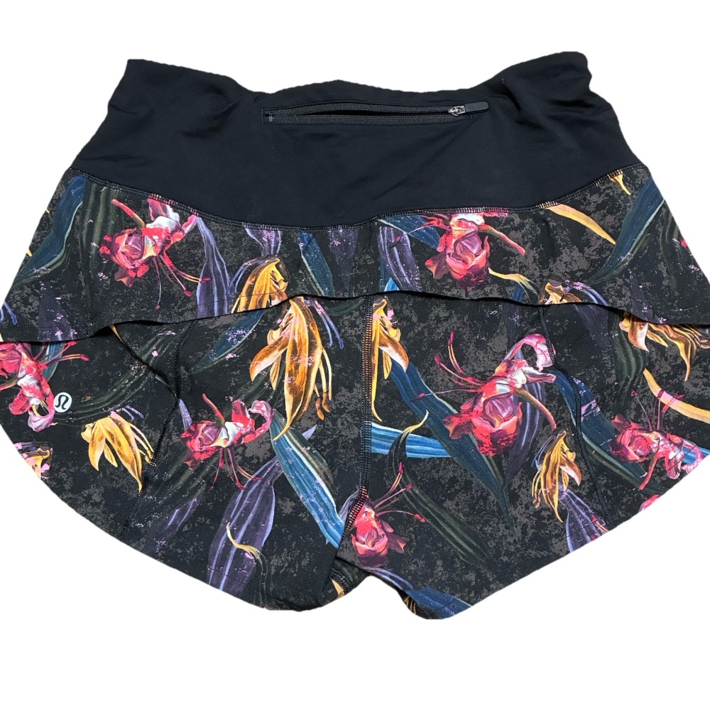 lululemon athletica Black Layered Skort with Pink & Yellow Floral Print